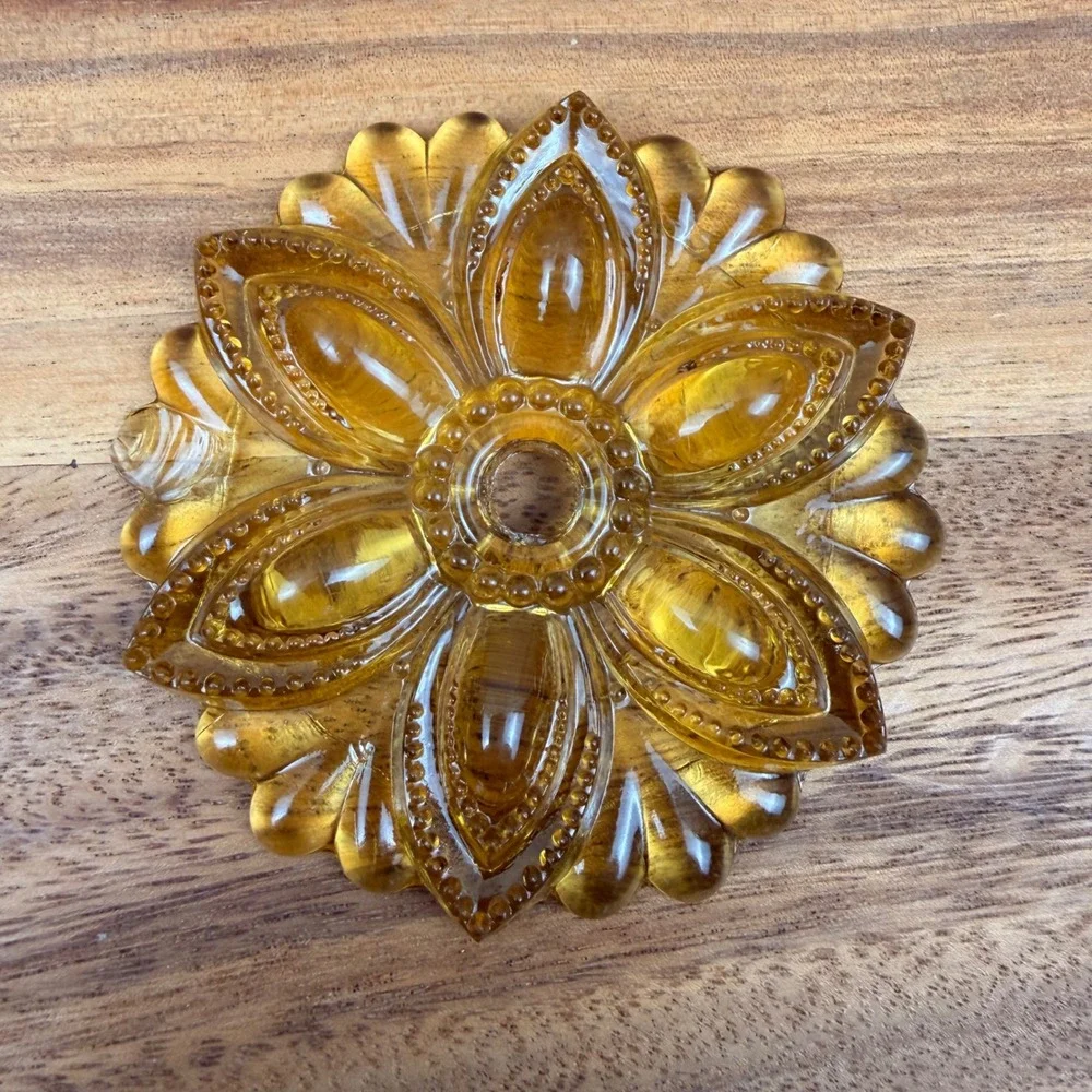 Antique Amber Pressed Glass Curtain Tie-Backs 3